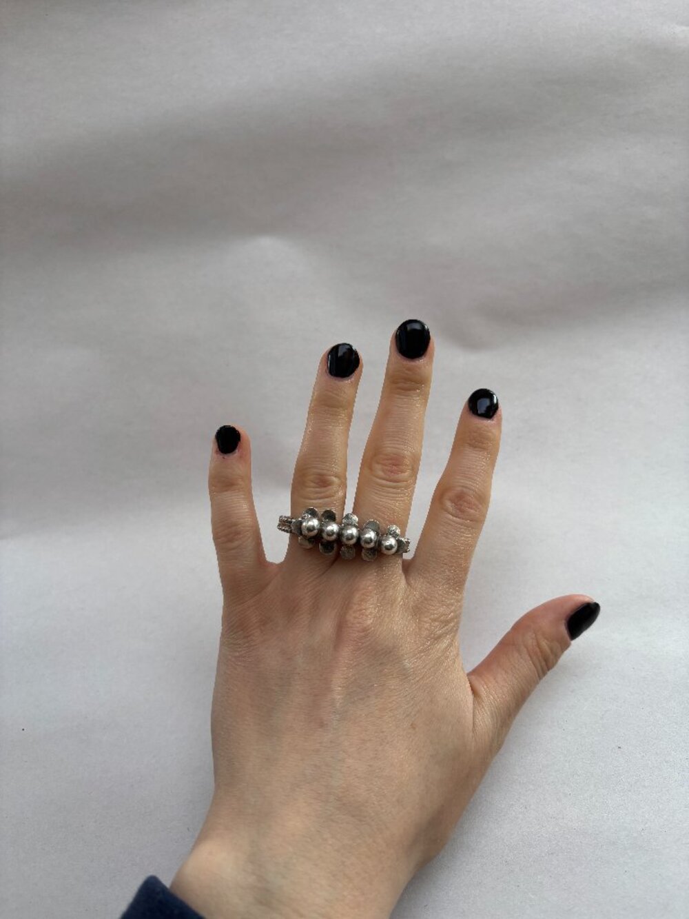 Chunky Boho Handmade Silver Double Ring sz 6.5-8